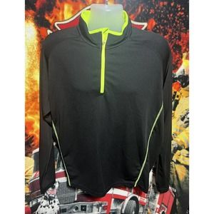 Charles River Apparel Quarter Zip Sweatshirt‎ XL Men's Black/Lime Yellow Boarder